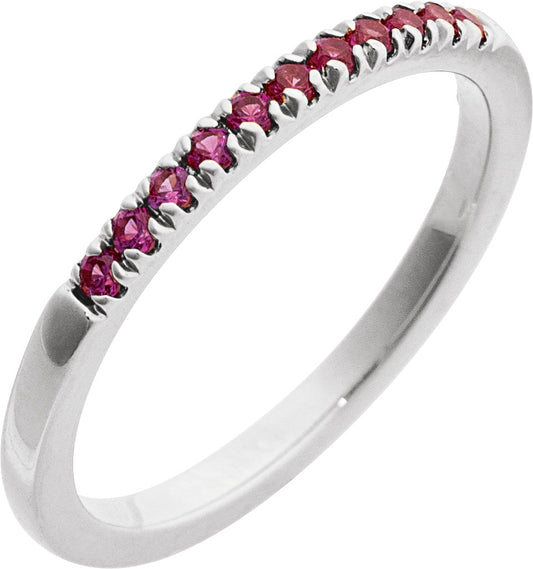 Lab-Grown Ruby Stackable Ring - White Gold