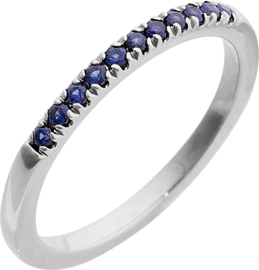 Lab-Grown Blue Sapphire Stackable Ring - White Gold