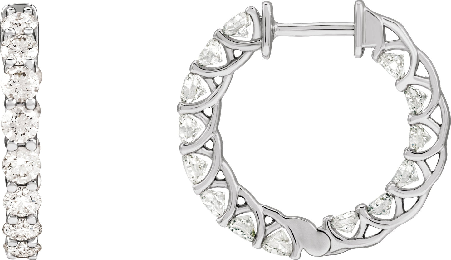 2 1/5 Ctw Lab-Grown Diamond Inside-Outside Hoop Earrings