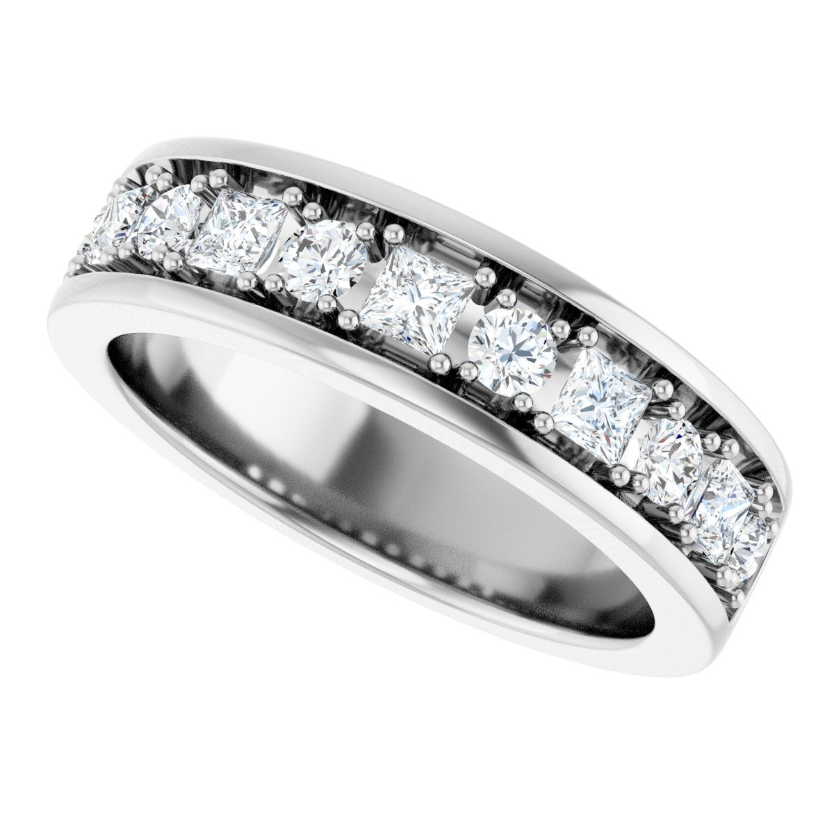 1 Ctw Square Lab-Grown Diamond Band - White Gold - Lab Grown Diamond