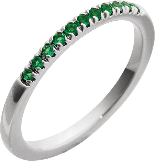 Lab-Grown Emerald Stackable Ring - White Gold