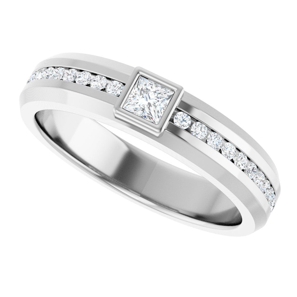 3/8 Ctw Square Lab-Grown Diamond Band - White Gold - Lab Grown Diamond