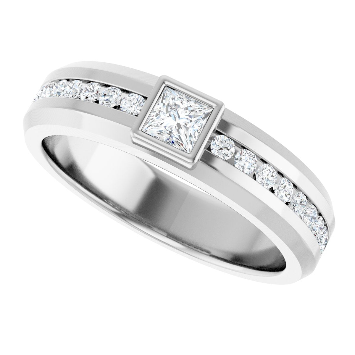 5/8 Ctw Square Lab-Grown Diamond Band - White Gold - Lab Grown Diamond