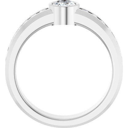 1 1/4 Ctw Oval Lab-Grown Diamond Band - White Gold - Lab Grown Diamond