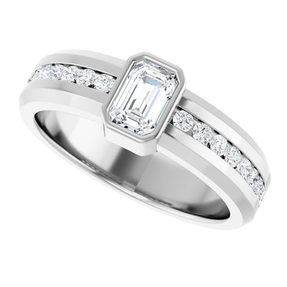 1 Ctw Emerald Lab-Grown Diamond Band - White Gold - Lab Grown Diamond