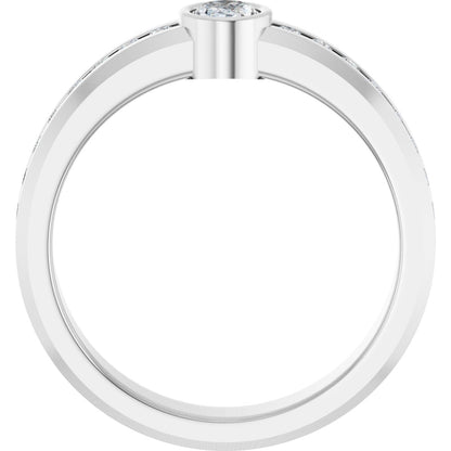 3/4 Ctw Oval Lab-Grown Diamond Band - White Gold - Lab Grown Diamond