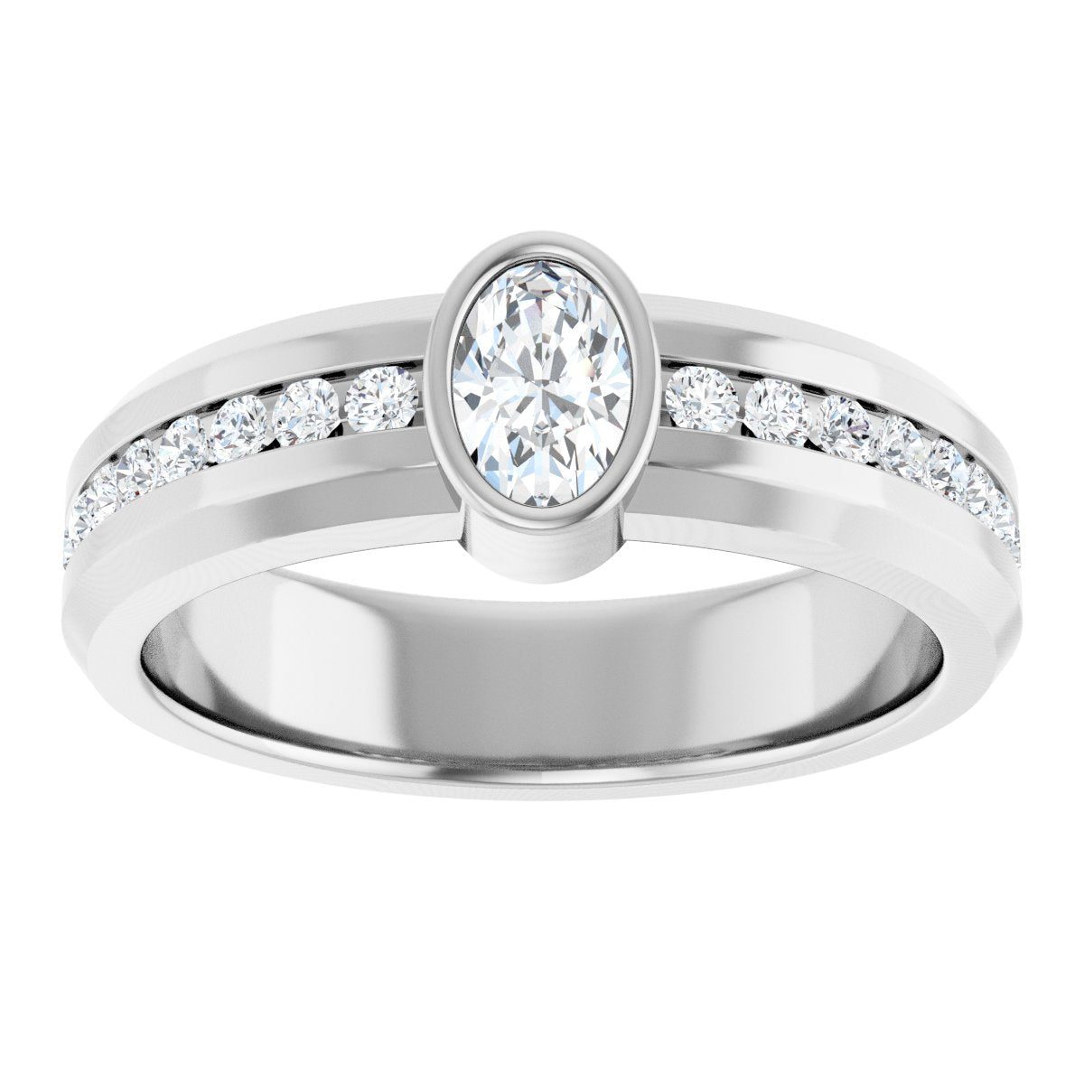3/4 Ctw Oval Lab-Grown Diamond Band - White Gold - Lab Grown Diamond