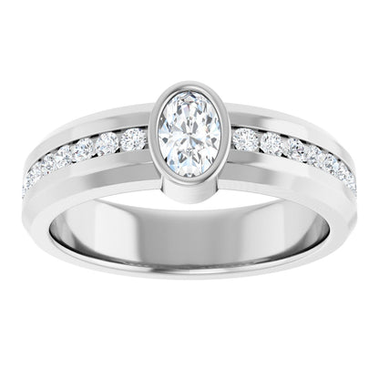 3/4 Ctw Oval Lab-Grown Diamond Band - White Gold - Lab Grown Diamond