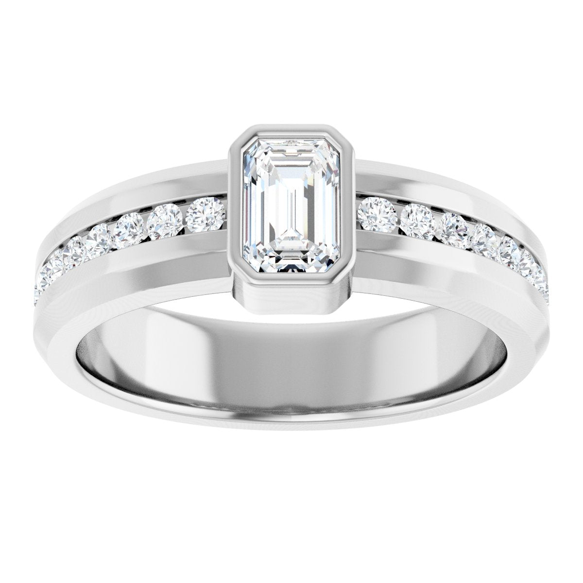1 Ctw Emerald Lab-Grown Diamond Band - White Gold - Lab Grown Diamond