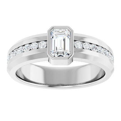 1 Ctw Emerald Lab-Grown Diamond Band - White Gold - Lab Grown Diamond