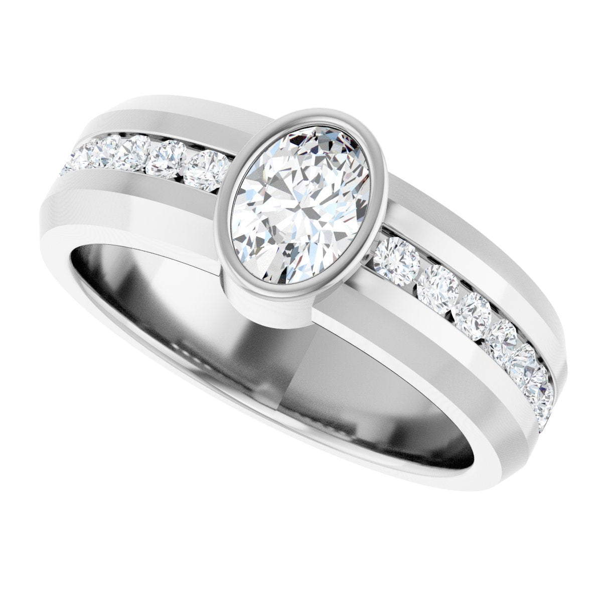 1 1/4 Ctw Oval Lab-Grown Diamond Band - White Gold - Lab Grown Diamond