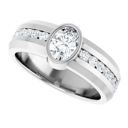 1 1/4 Ctw Oval Lab-Grown Diamond Band - White Gold - Lab Grown Diamond