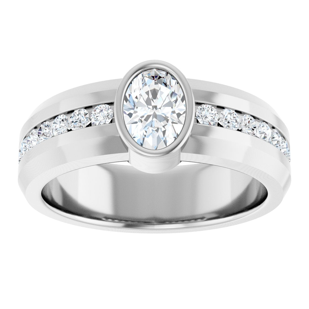 1 1/4 Ctw Oval Lab-Grown Diamond Band - White Gold - Lab Grown Diamond