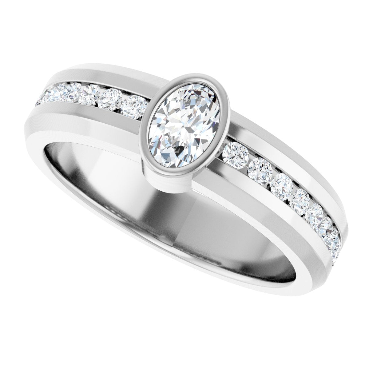 3/4 Ctw Oval Lab-Grown Diamond Band - White Gold - Lab Grown Diamond