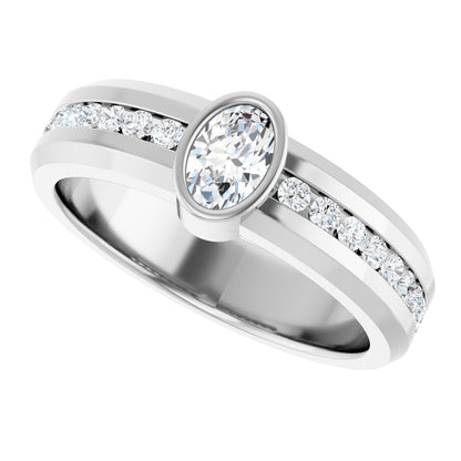 3/4 Ctw Oval Lab-Grown Diamond Band - White Gold - Lab Grown Diamond