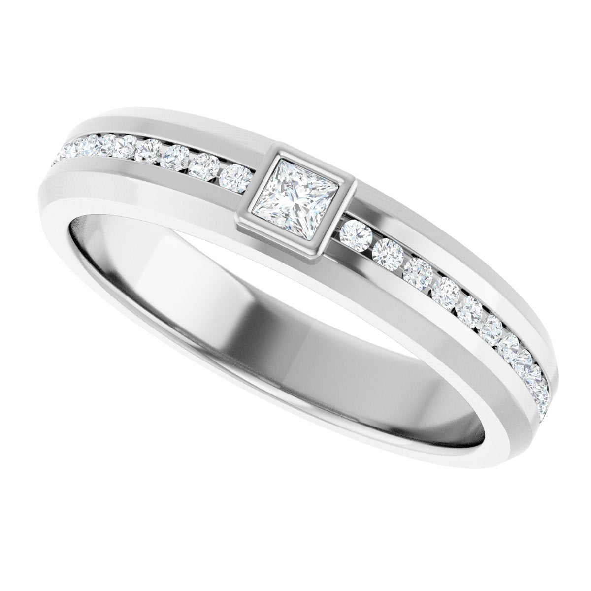 1/3 Ctw Square Lab-Grown Diamond Band - White Gold - Lab Grown Diamond