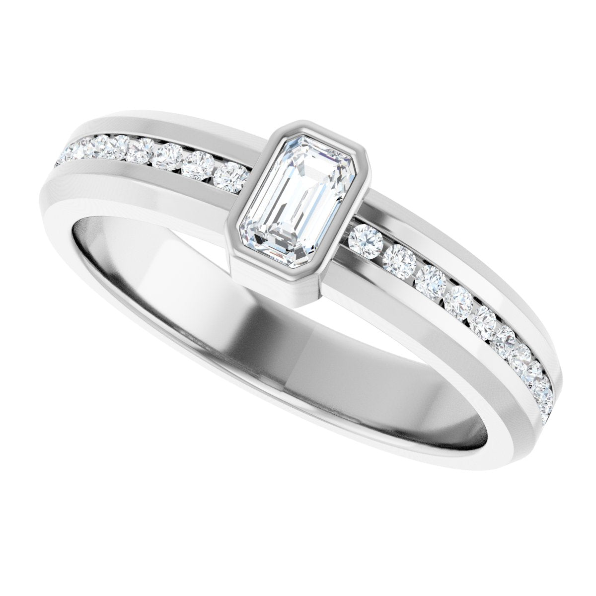 5/8 Ctw Emerald Lab-Grown Diamond Band - White Gold - Lab Grown Diamond