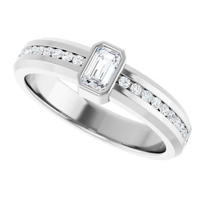 5/8 Ctw Emerald Lab-Grown Diamond Band - White Gold - Lab Grown Diamond