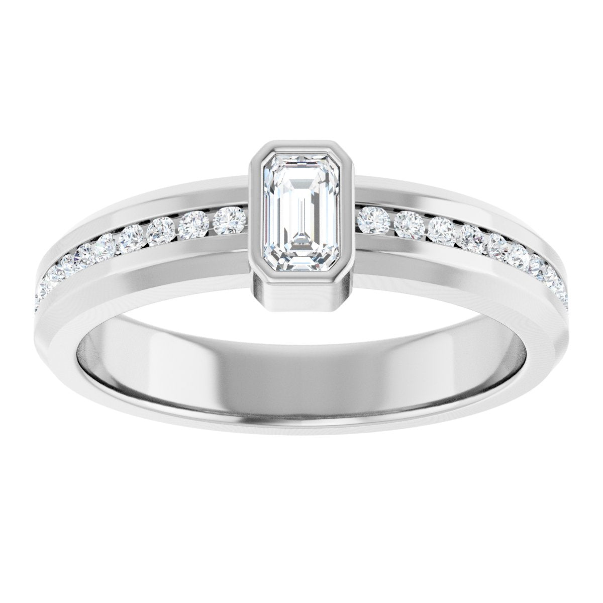 5/8 Ctw Emerald Lab-Grown Diamond Band - White Gold - Lab Grown Diamond