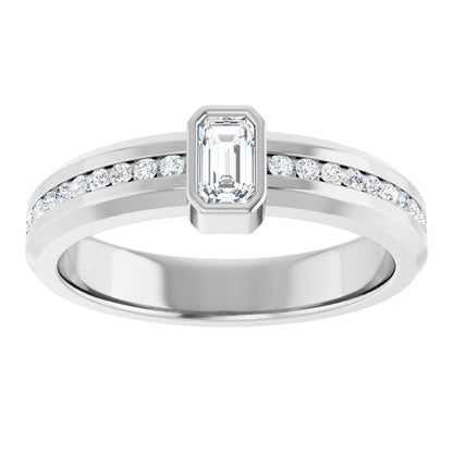 5/8 Ctw Emerald Lab-Grown Diamond Band - White Gold - Lab Grown Diamond