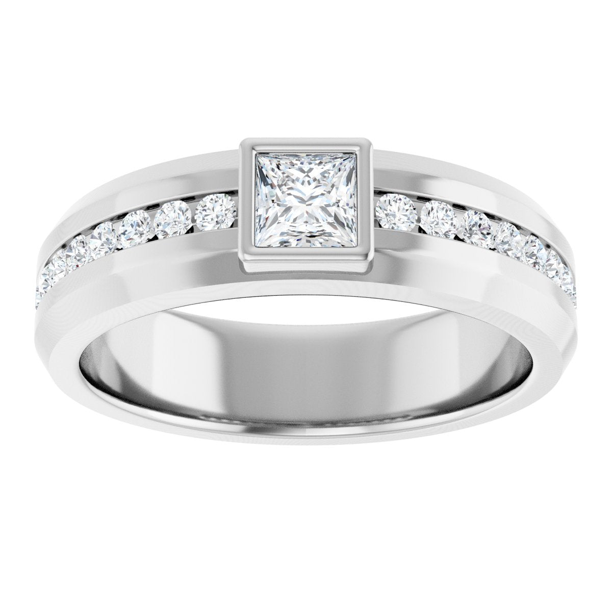 7/8 Ctw Square Lab-Grown Diamond Band - White Gold - Lab Grown Diamond