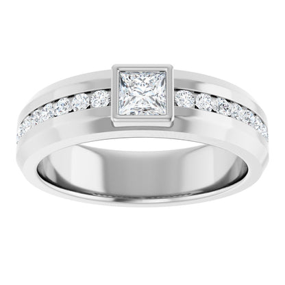 7/8 Ctw Square Lab-Grown Diamond Band - White Gold - Lab Grown Diamond