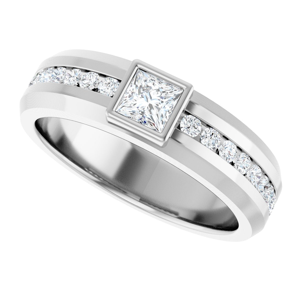 7/8 Ctw Square Lab-Grown Diamond Band - White Gold - Lab Grown Diamond