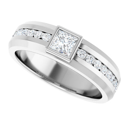 7/8 Ctw Square Lab-Grown Diamond Band - White Gold - Lab Grown Diamond
