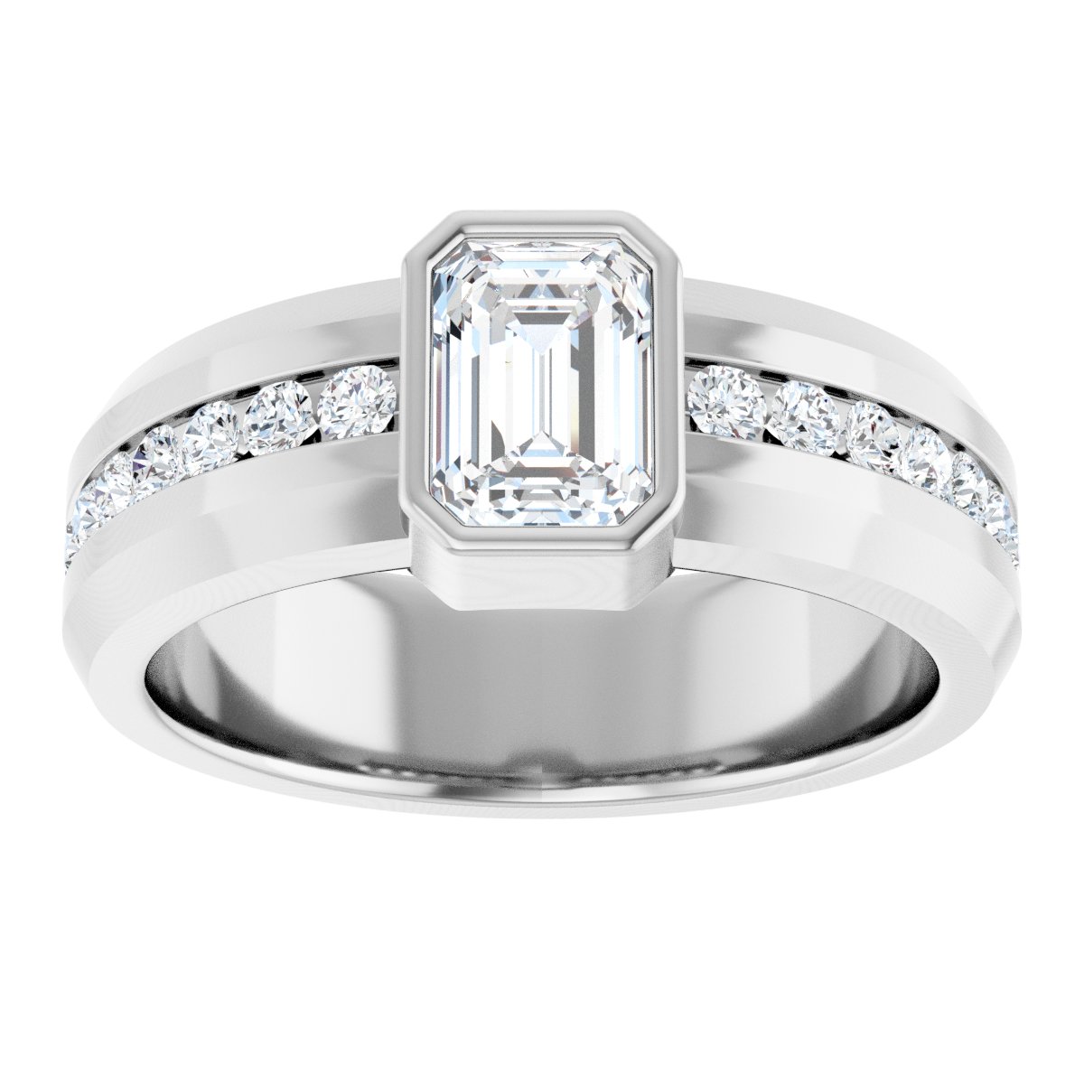 1 3/4 Ctw Emerald Lab-Grown Diamond Band - White Gold - Lab Grown Diamond