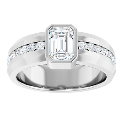 1 3/4 Ctw Emerald Lab-Grown Diamond Band - White Gold - Lab Grown Diamond
