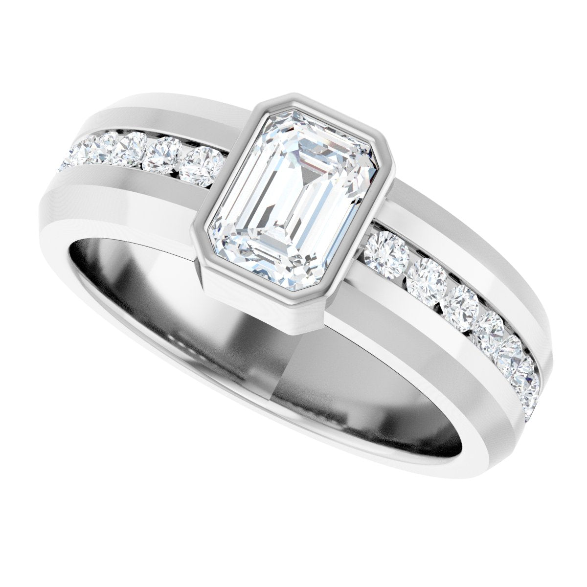 1 3/4 Ctw Emerald Lab-Grown Diamond Band - White Gold - Lab Grown Diamond