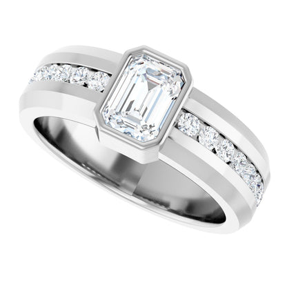 1 3/4 Ctw Emerald Lab-Grown Diamond Band - White Gold - Lab Grown Diamond