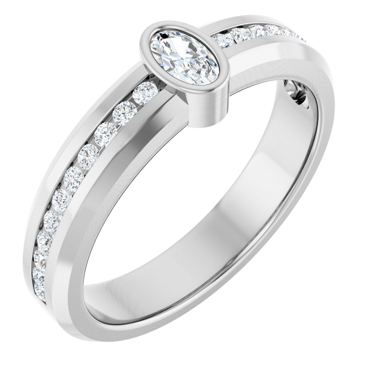 5/8 Ctw Oval Lab-Grown Diamond Band - White Gold - Lab Grown Diamond
