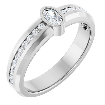 5/8 Ctw Oval Lab-Grown Diamond Band - White Gold - Lab Grown Diamond