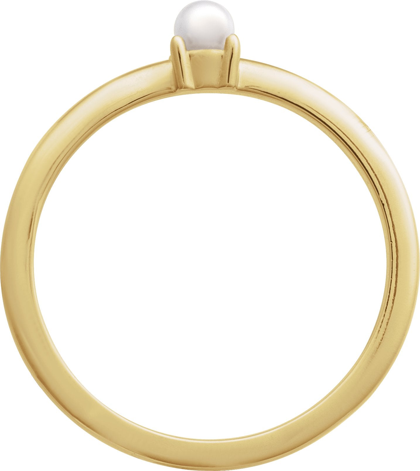 Cultured Pearl Solitaire Stackable Ring - Yellow Gold