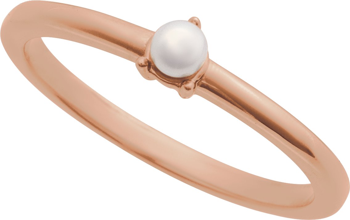 Cultured Pearl Solitaire Stackable Ring - Rose Gold
