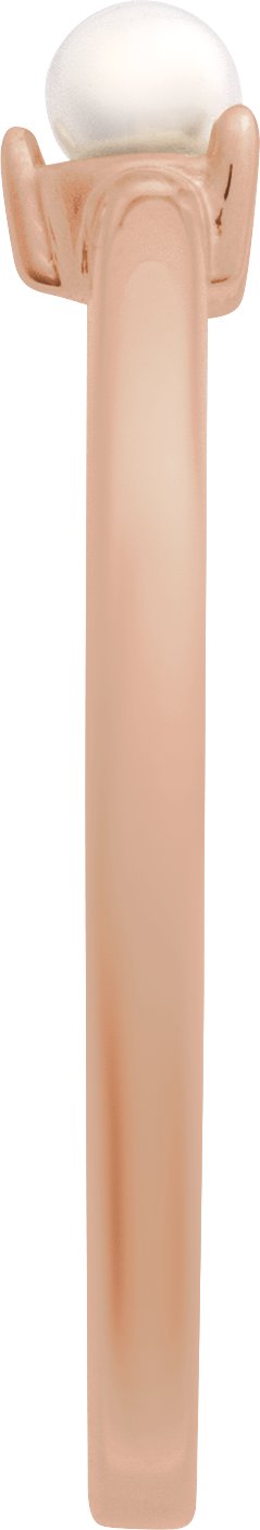 Cultured Pearl Solitaire Stackable Ring - Rose Gold