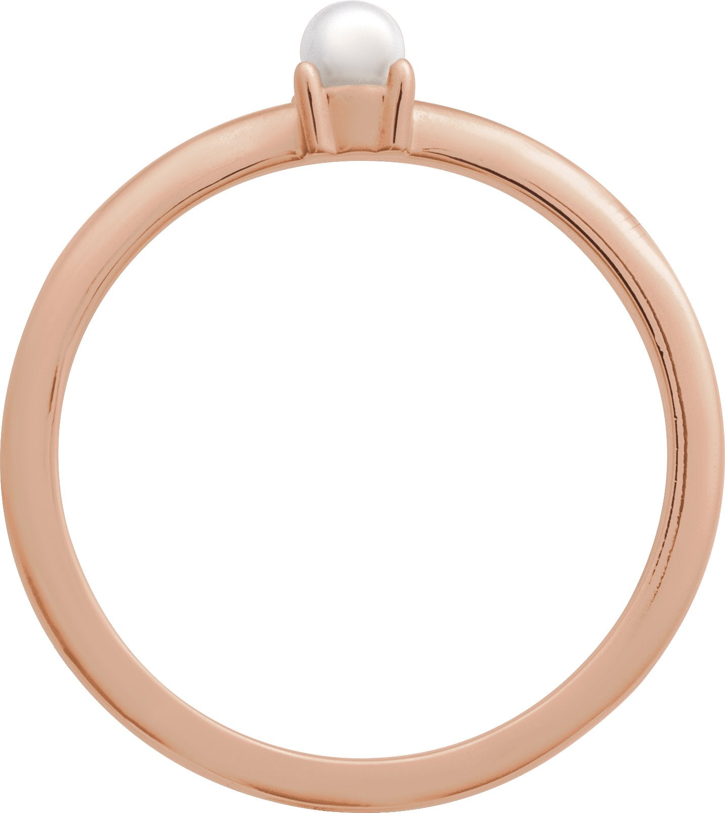 Cultured Pearl Solitaire Stackable Ring - Rose Gold