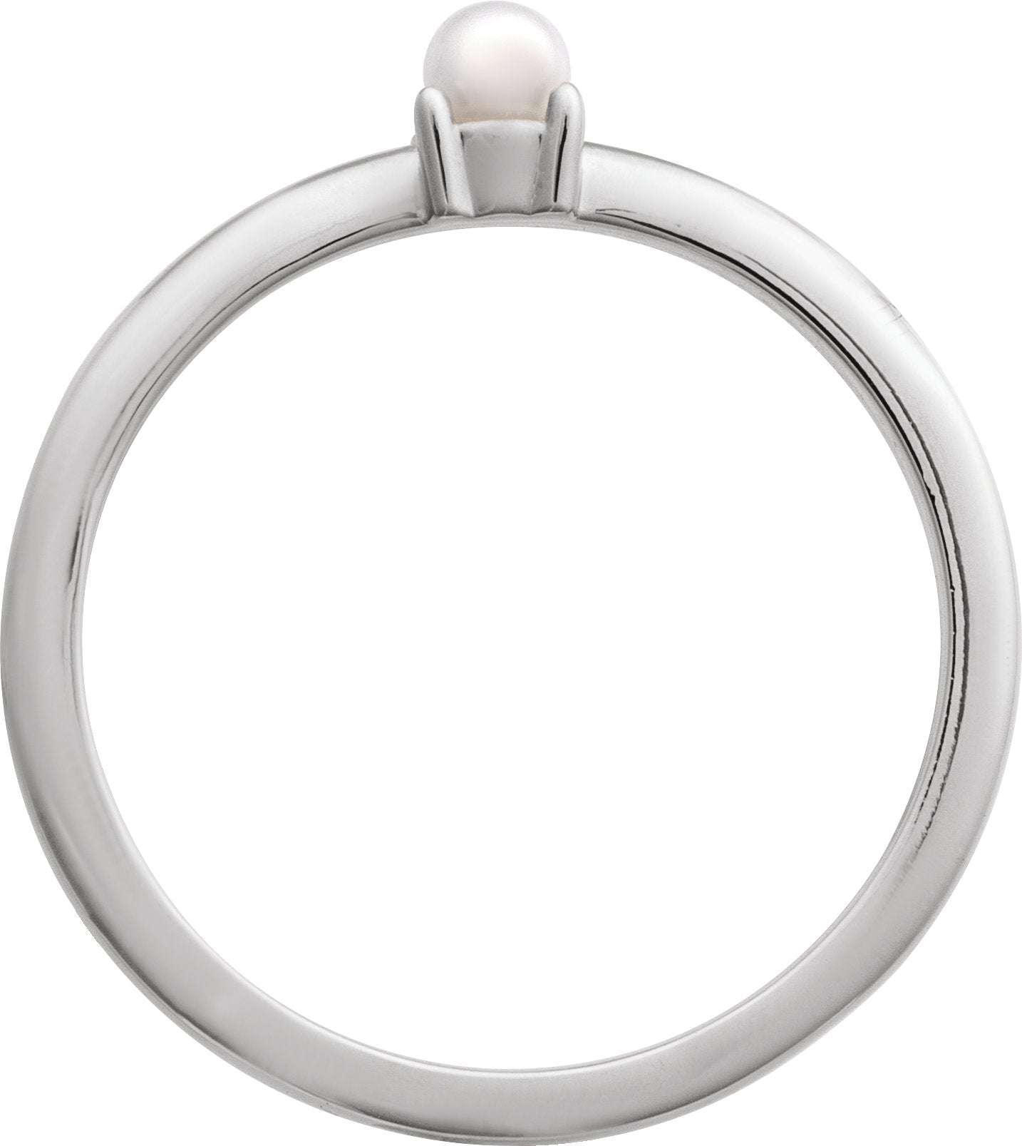 Cultured Pearl Solitaire Stackable Ring - White Gold