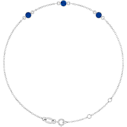 Lab-Grown Blue Sapphire Bezel-Set Bracelet - Lab Grown Diamond