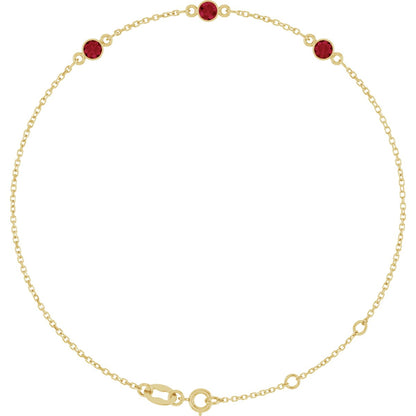 Lab-Grown Emerald Bezel-Set Bracelet - Yellow Gold - Lab Grown Diamond