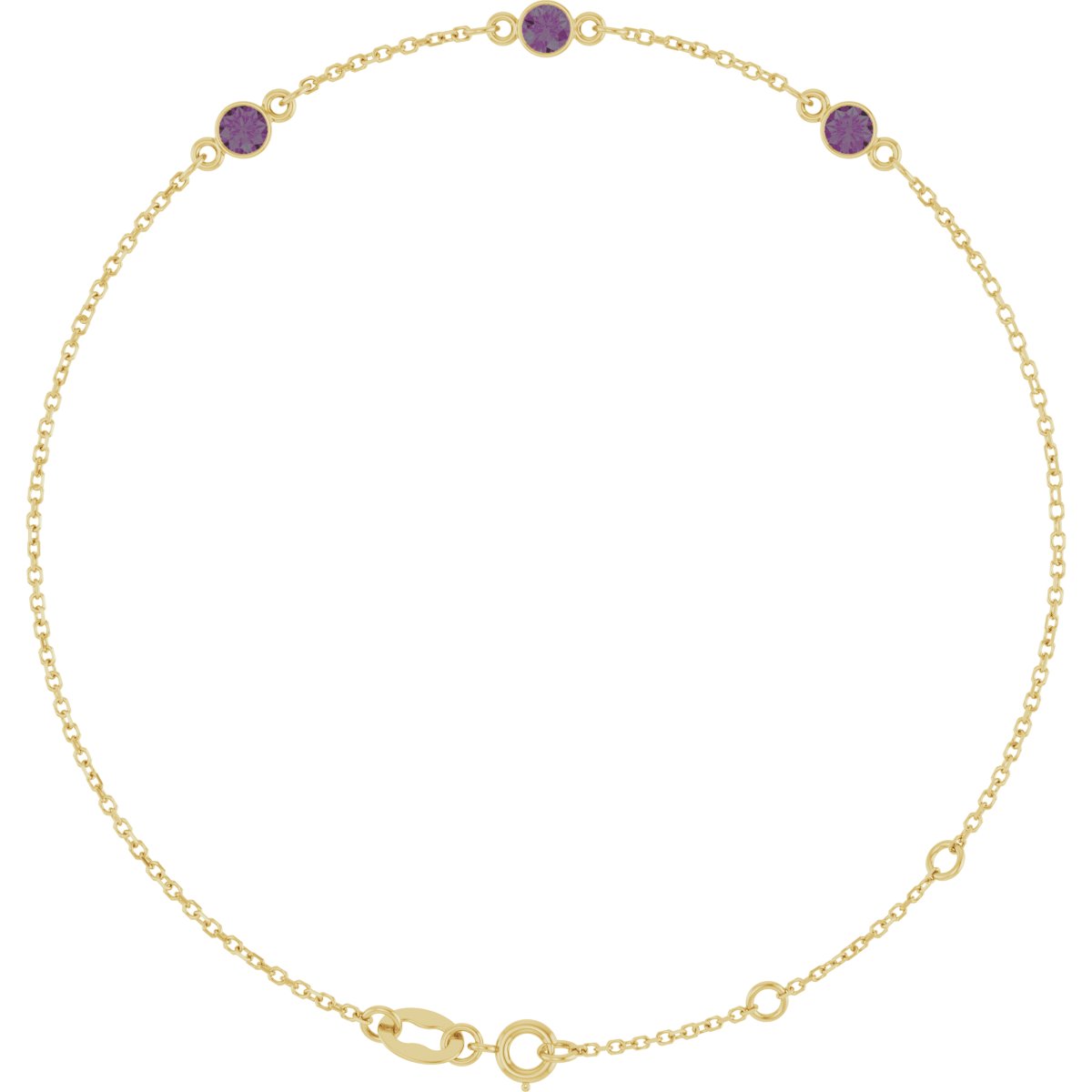 Lab-Grown Alexandrite Bezel-Set Bracelet - Yellow Gold - Lab Grown Diamond