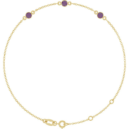Lab-Grown Alexandrite Bezel-Set Bracelet - Yellow Gold - Lab Grown Diamond