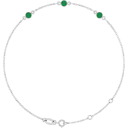 Lab-Grown Emerald Bezel-Set Bracelet - Lab Grown Diamond