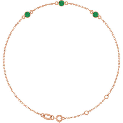 Lab-Grown Ruby Bezel-Set Bracelet - Rose Gold - Lab Grown Diamond
