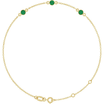 Lab-Grown Alexandrite  Bezel-Set Bracelet - Yellow Gold - Lab Grown Diamond
