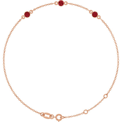 Lab-Grown Emerald Bezel-Set Bracelet - Rose Gold - Lab Grown Diamond