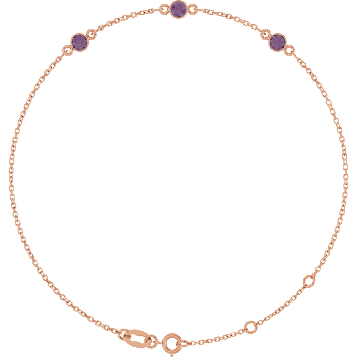 Lab-Grown Alexandrite Bezel-Set Bracelet - Rose Gold - Lab Grown Diamond