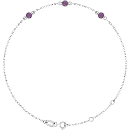 Lab-Grown Alexandrite Bezel-Set Bracelet - Lab Grown Diamond