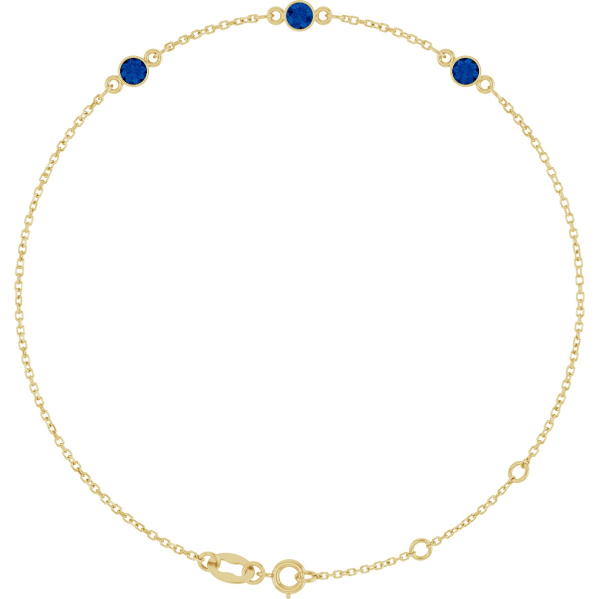 Lab-Grown Ruby Bezel-Set Bracelet - Yellow Gold - Lab Grown Diamond